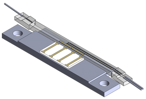 1570 nm Type-II SPDC Waveguide Chip Submount, w/Fiber Pigtailed, 20 mm